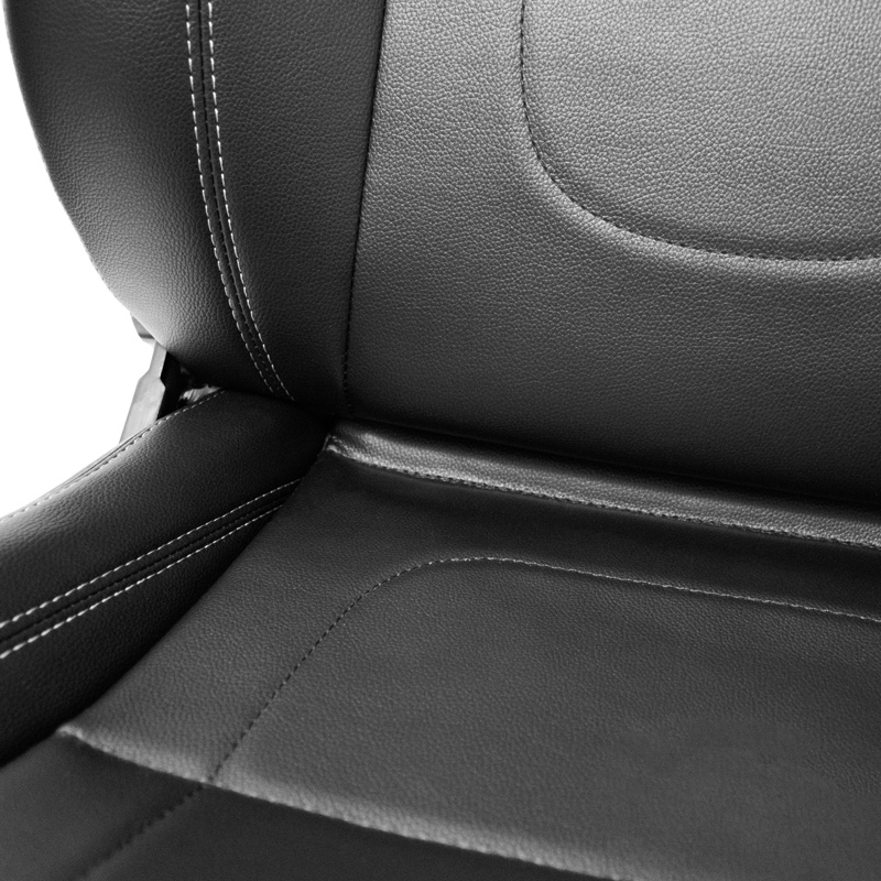 Sport seat 'Retro II' - Black Synthetic leather + Silver stitching - Dual-side reclinable back-rest - incl. slides