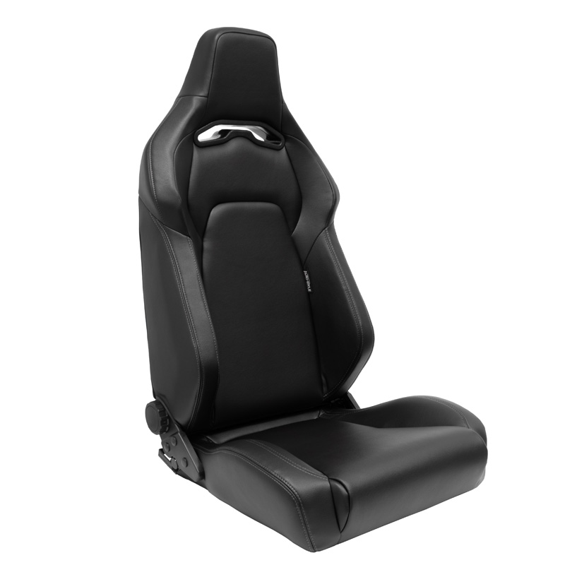 Sport seat 'VGR' - Black Synthetic leather + Silver stitching - Dual-side reclinable back-rest - incl. slides