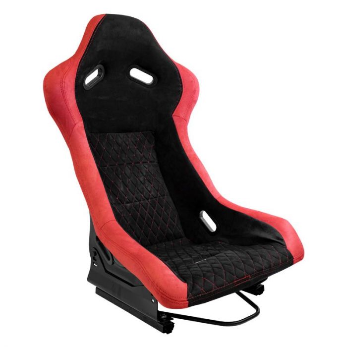 Sport seat 'LV' - Black/Red - Non-reclinable fibreglass back-rest - incl. slides