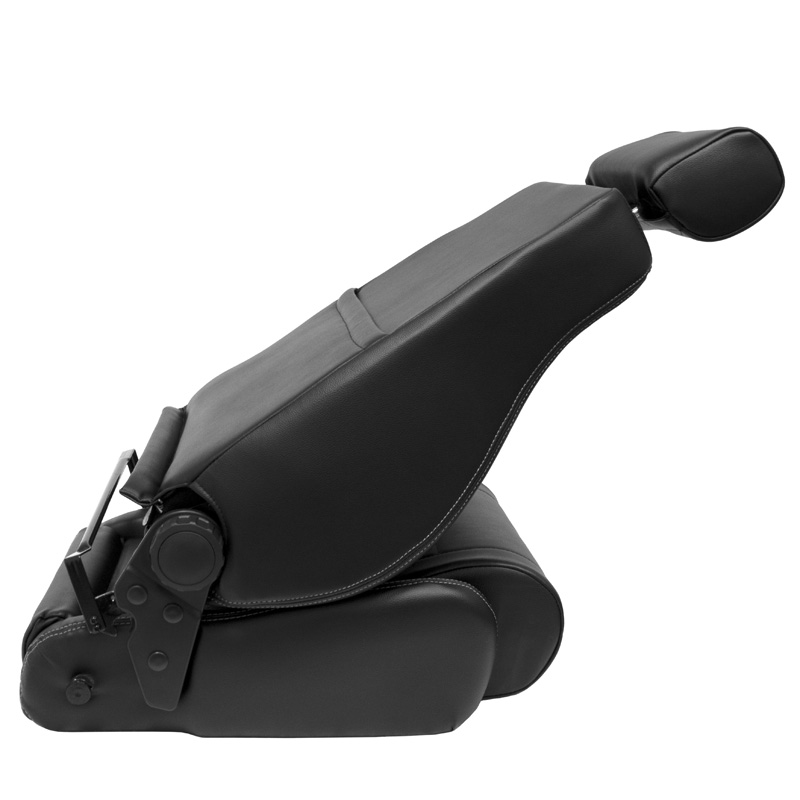Sport seat 'Retro II' - Black Synthetic leather + Silver stitching - Dual-side reclinable back-rest - incl. slides