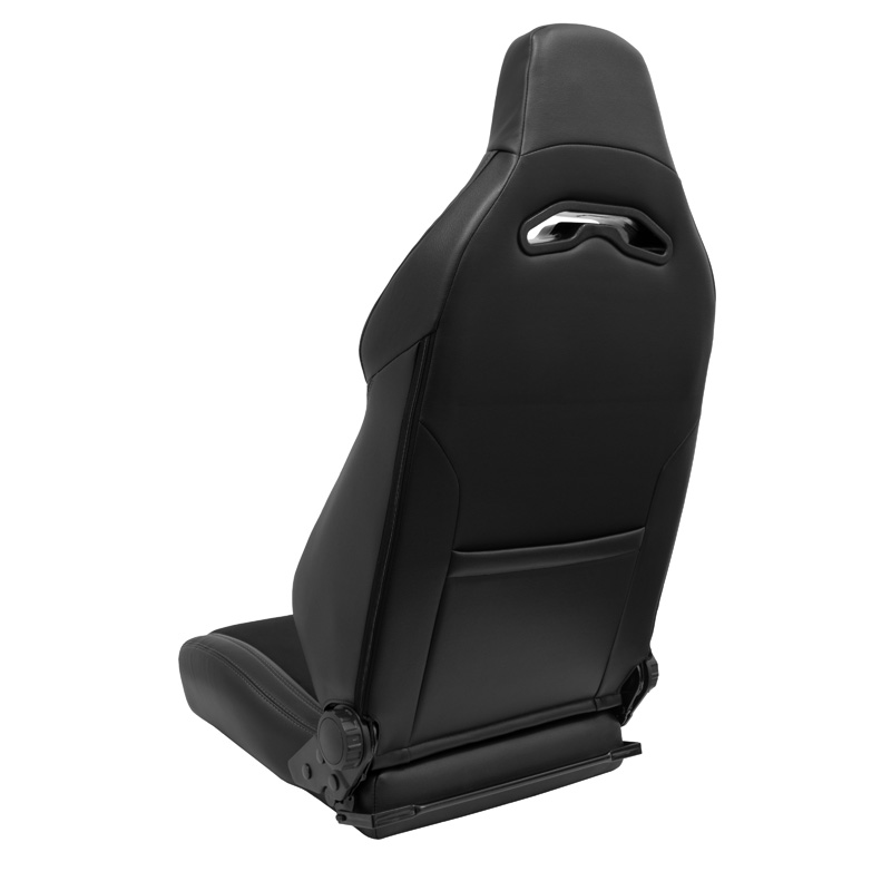 Sport seat 'VGR Premium' - Black leather & alcantara + Silver stitching - Dual-side reclinable back-rest - incl. slides