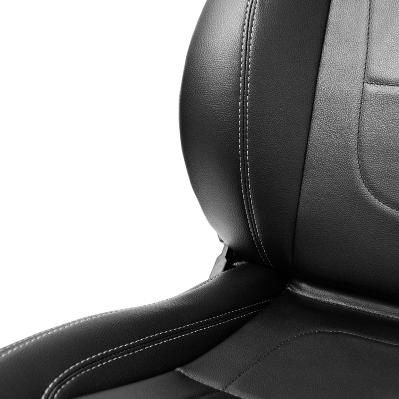 Sport seat 'Retro II' - Black Synthetic leather + Silver stitching - Dual-side reclinable back-rest - incl. slides