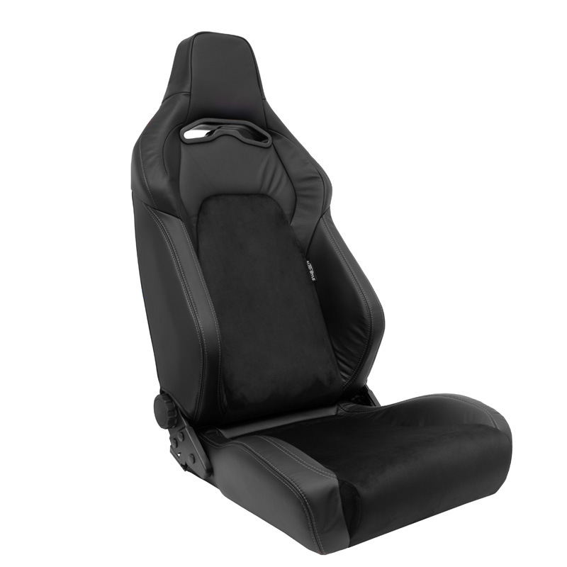 Sport seat 'VGR Premium' - Black leather & alcantara + Silver stitching - Dual-side reclinable back-rest - incl. slides