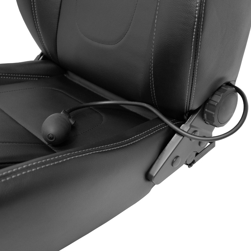 Sport seat 'Retro II' - Black Synthetic leather + Silver stitching - Dual-side reclinable back-rest - incl. slides