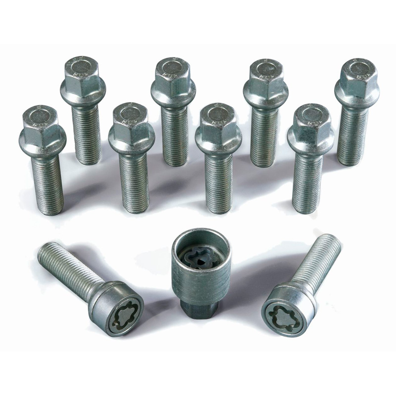 H&R Wheel bolt Set Round-Head R13 M14x1.50 - Length 31mm - 10 pcs. ( e.g. VAG) - incl. wheel-locks